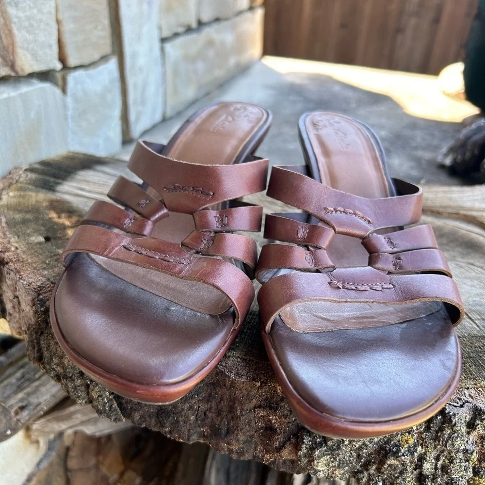 Clarks Brown soft leather‎ Slip-On casual Sandals Sz-7 (UK 5). H